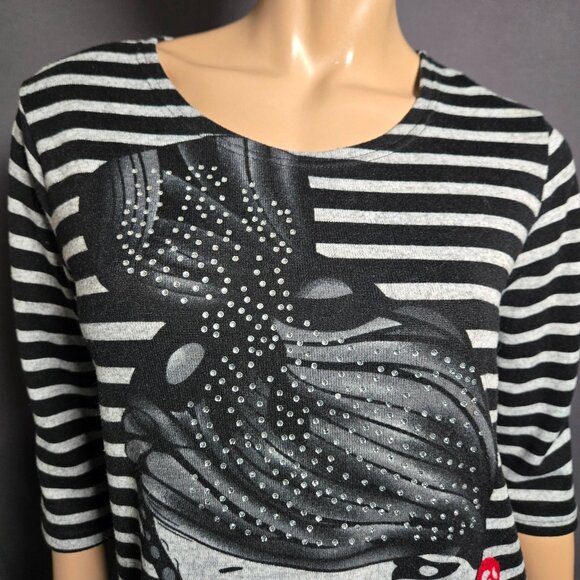 Y2K Striped Tunic Top Micro Mini Dress Size S Girl Lady Art Euro Emo Grunge - Picture 5 of 9